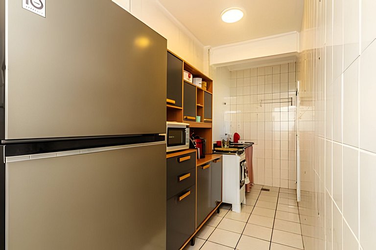 Vista lateral para o mar e Biquinha em São Vicente, com vaga