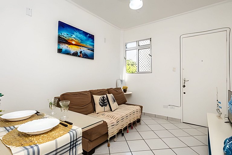 Vista lateral para o mar e Biquinha em São Vicente, com vaga