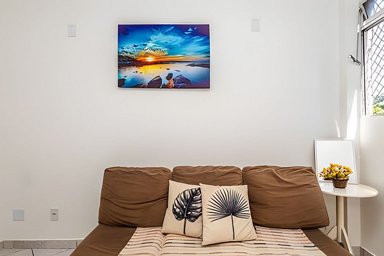 Vista lateral para o mar e Biquinha em São Vicente, com vaga