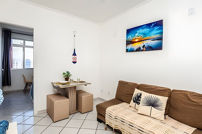 Vista lateral para o mar e Biquinha em São Vicente, com vaga