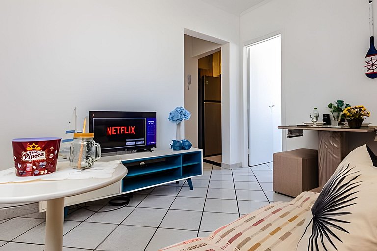 Vista lateral para o mar e Biquinha em São Vicente, com vaga