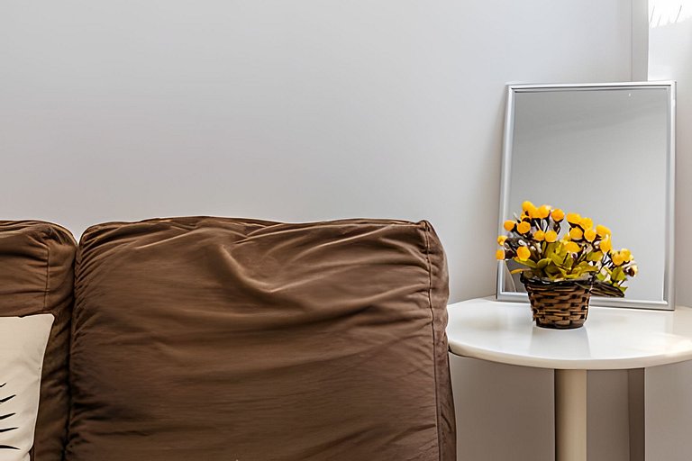 Vista lateral para o mar e Biquinha em São Vicente, com vaga